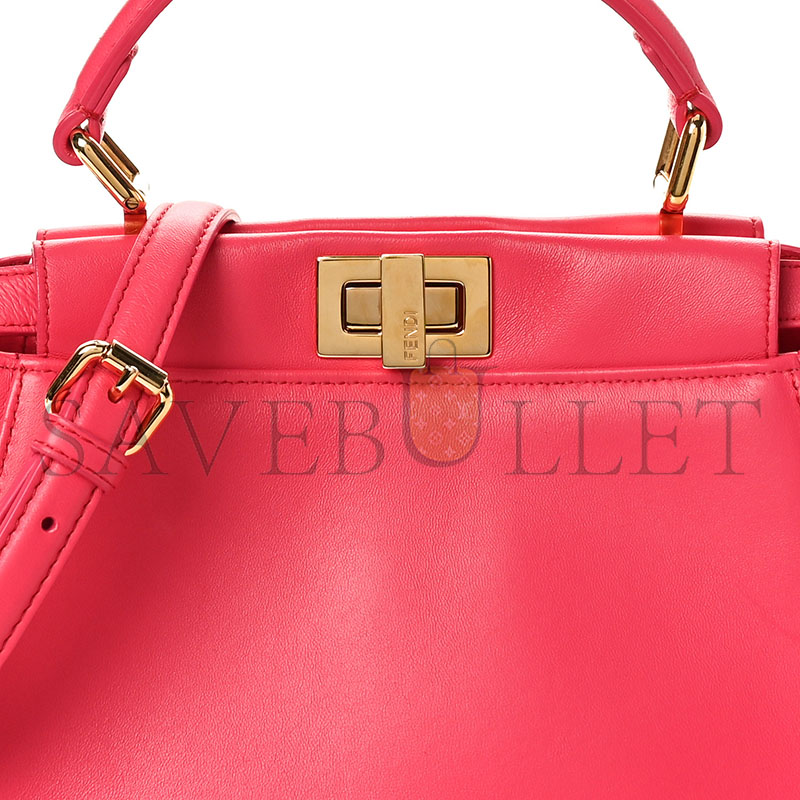 FENDI NAPPA STACKED BAR MINI PEEKABOO ICONIC SATCHEL LAMPONE (23*18*11cm)